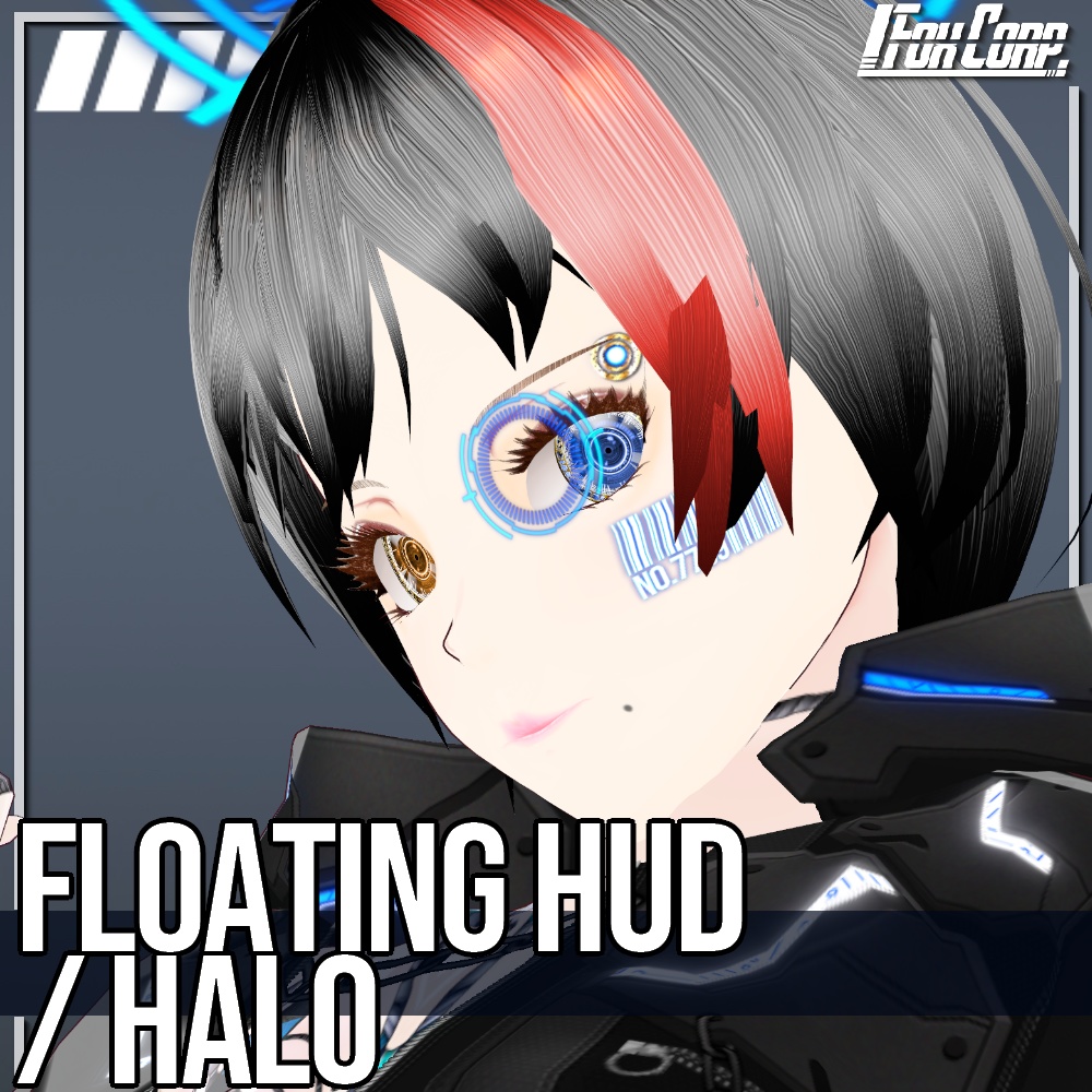 VRoid用 3色展開 サイバーフローティングHUD/ヘイロー - Cyber Floating HUD/Halo 3Colors