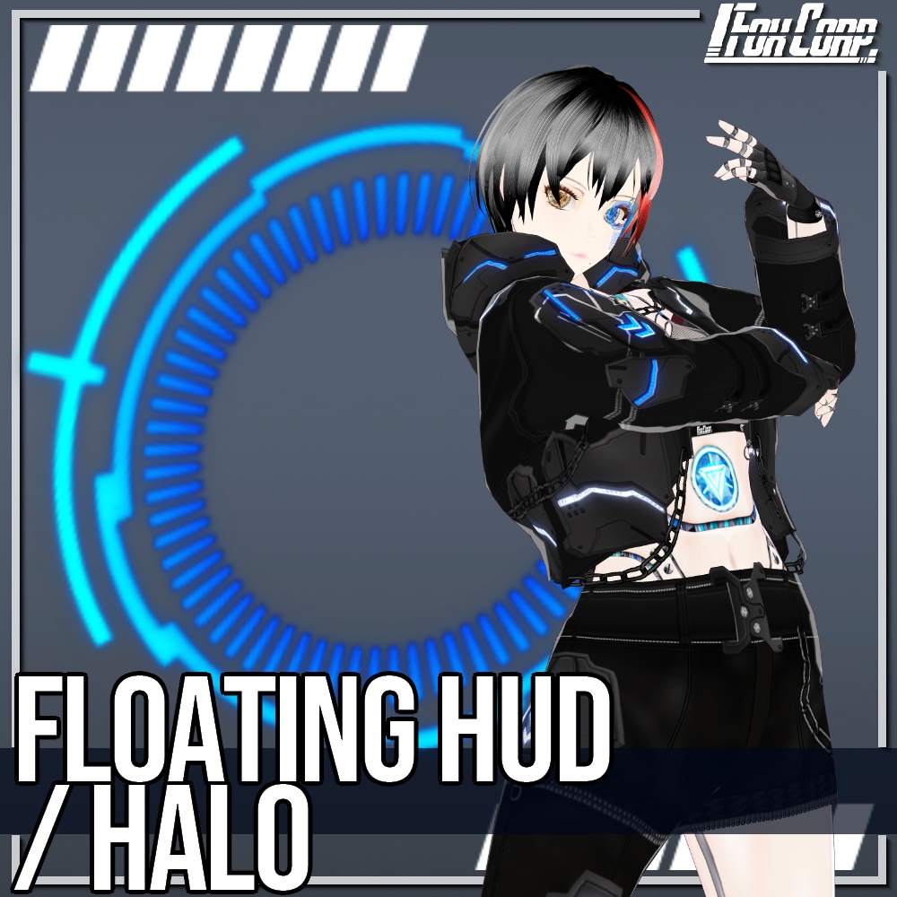 VRoid用 3色展開 サイバーフローティングHUD/ヘイロー - Cyber Floating HUD/Halo 3Colors