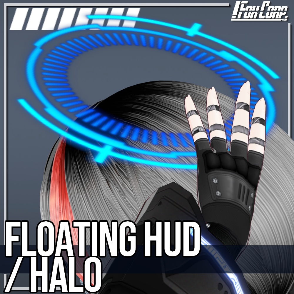 VRoid用 3色展開 サイバーフローティングHUD/ヘイロー - Cyber Floating HUD/Halo 3Colors