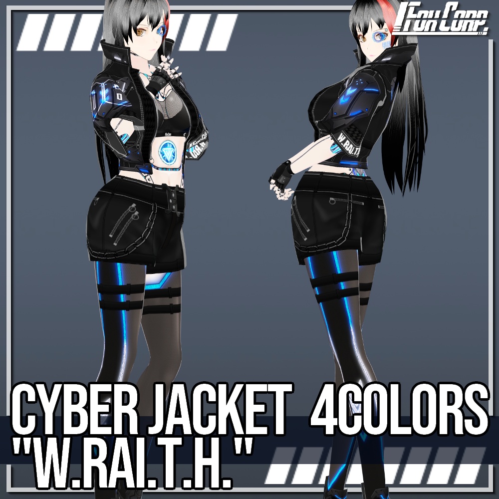 VRoid用 4色展開 サイバージャケット "W.RAI.T.H." - Cyber Jacket "W.RAI.T.H." 4Colors
