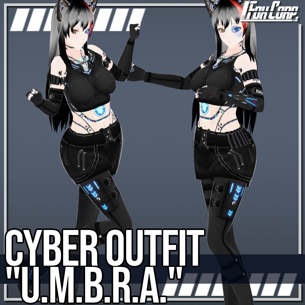 VRoid用 4色展開 サイバーアウトフィット "U.m.b.r.a." - Cyber Outfit "U.m.b.r.a." 4Colors
