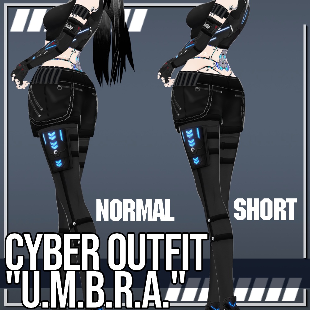 VRoid用 4色展開 サイバーアウトフィット "U.m.b.r.a." - Cyber Outfit "U.m.b.r.a." 4Colors