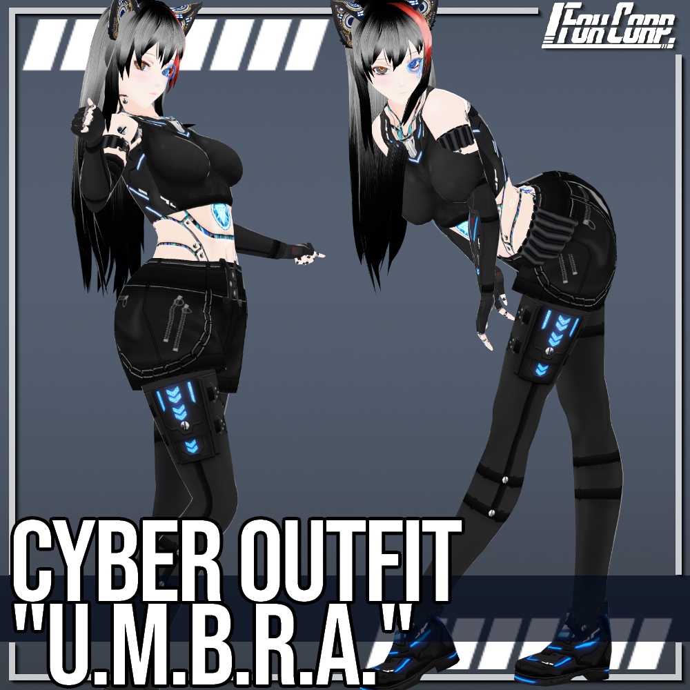VRoid用 4色展開 サイバーアウトフィット "U.m.b.r.a." - Cyber Outfit "U.m.b.r.a." 4Colors