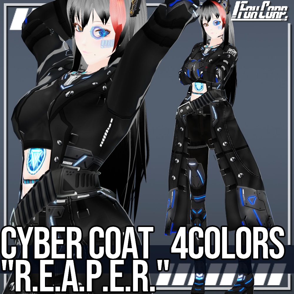 VRoid用 4色展開 サイバーコート "R.E.A.P.E.R." - Cyber Coat "R.E.A.P.E.R." 4Colors