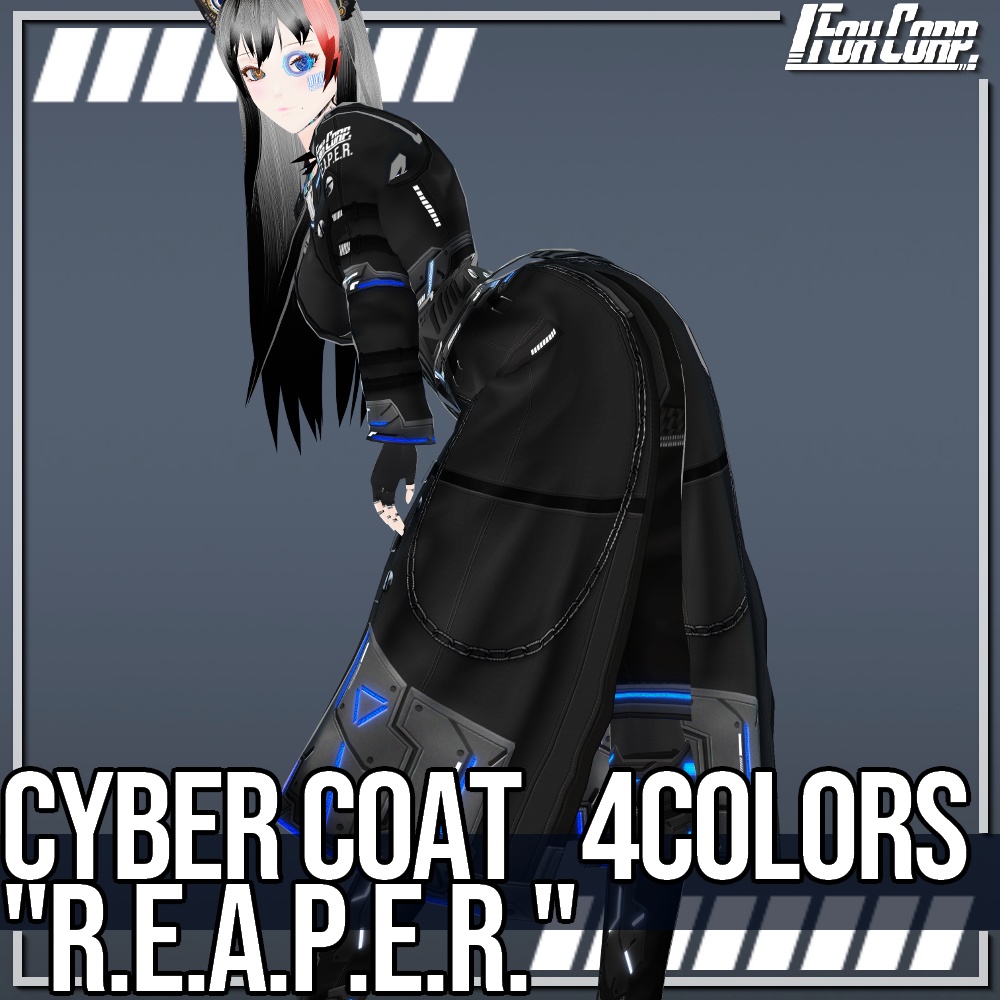 VRoid用 4色展開 サイバーコート "R.E.A.P.E.R." - Cyber Coat "R.E.A.P.E.R." 4Colors