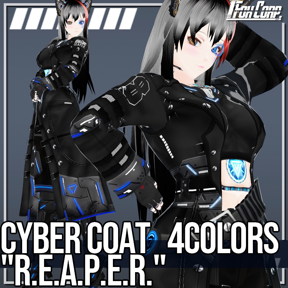 VRoid用 4色展開 サイバーコート "R.E.A.P.E.R." - Cyber Coat "R.E.A.P.E.R." 4Colors