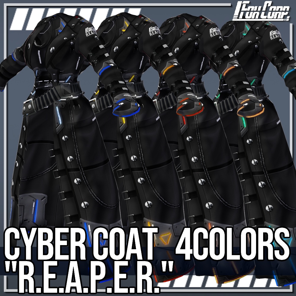 VRoid用 4色展開 サイバーコート "R.E.A.P.E.R." - Cyber Coat "R.E.A.P.E.R." 4Colors