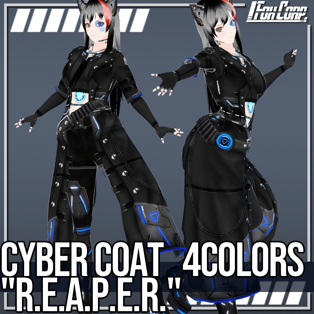 VRoid用 4色展開 サイバーコート "R.E.A.P.E.R." - Cyber Coat "R.E.A.P.E.R." 4Colors