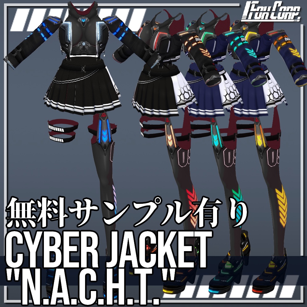 VRoid用 4色*2色展開 サイバージャケット "N.A.C.H.T." - Cyber Jacket "N.A.C.H.T." 4*2Colors