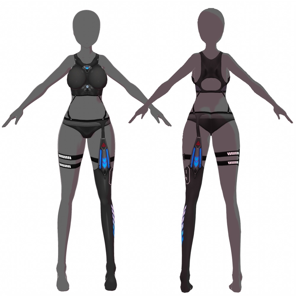 VRoid用 4色*2色展開 サイバージャケット "N.A.C.H.T." - Cyber Jacket "N.A.C.H.T." 4*2Colors