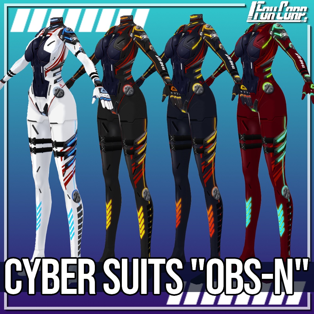 VRoid用 4色*4色展開 サイバースーツ "OBS-N" - Cyber Suits "OBS-N" 4*4Colors