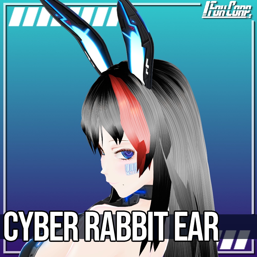 VRoid用 4x2色展開 サイバーラビットイヤー - Cyber Rabbit Ear 4x2Colors