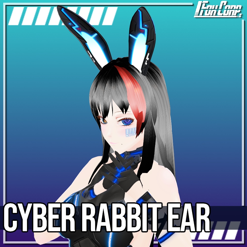 VRoid用 4x2色展開 サイバーラビットイヤー - Cyber Rabbit Ear 4x2Colors
