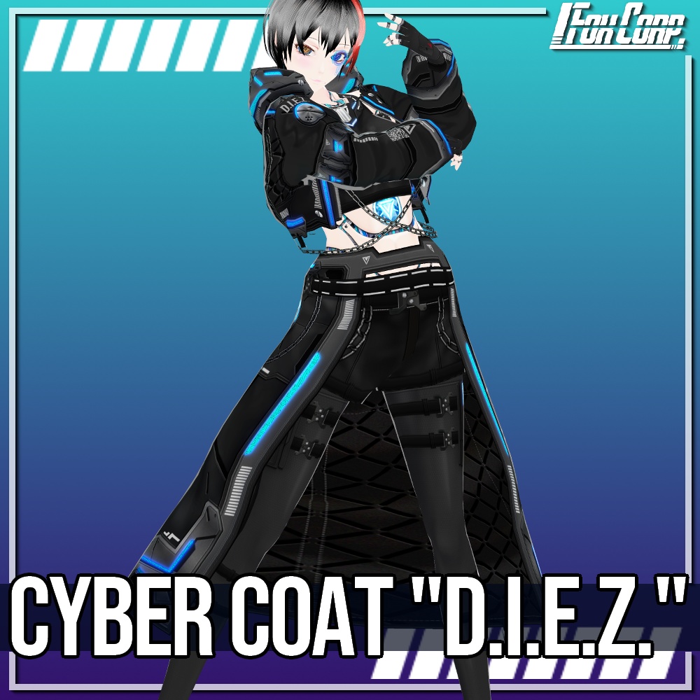 VRoid用 4x2色展開 サイバーコート "D.I.E.Z." - Cyber Coat "D.I.E.Z." 4x2Colors