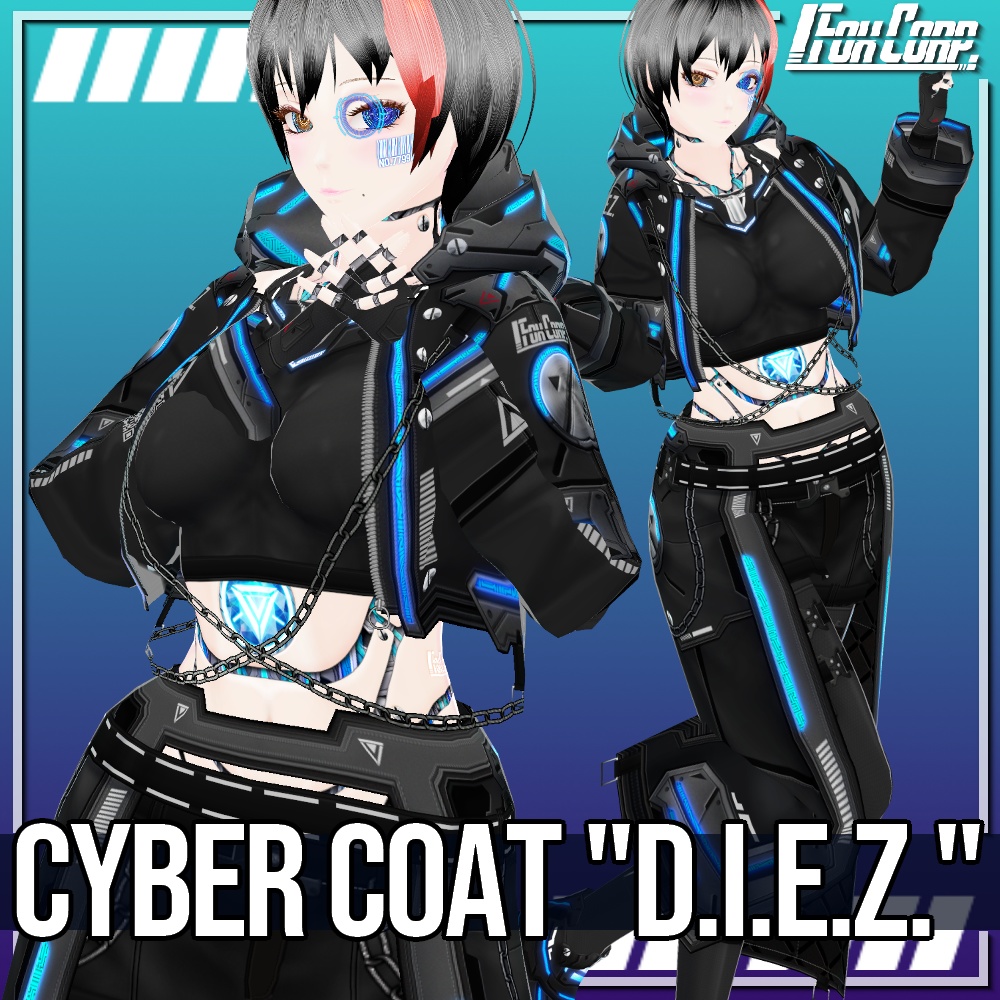VRoid用 4x2色展開 サイバーコート "D.I.E.Z." - Cyber Coat "D.I.E.Z." 4x2Colors