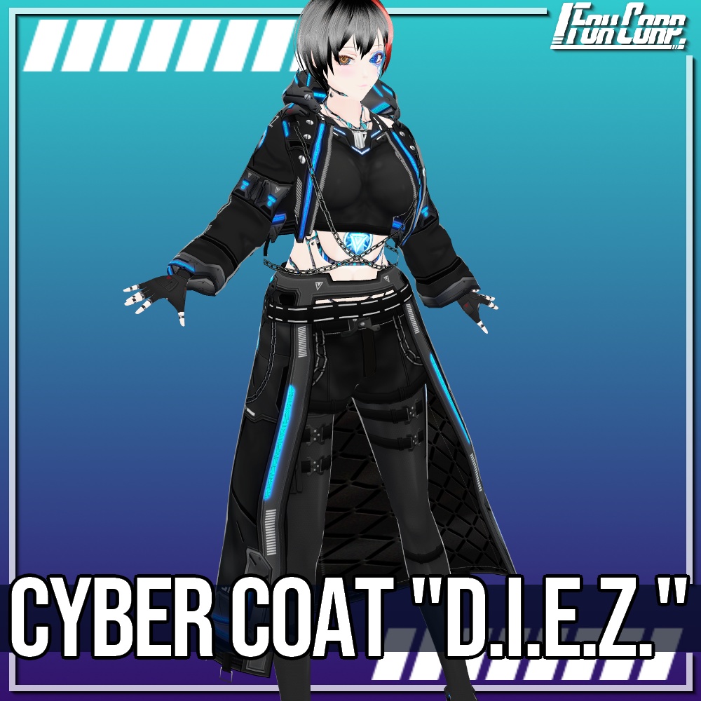 VRoid用 4x2色展開 サイバーコート "D.I.E.Z." - Cyber Coat "D.I.E.Z." 4x2Colors