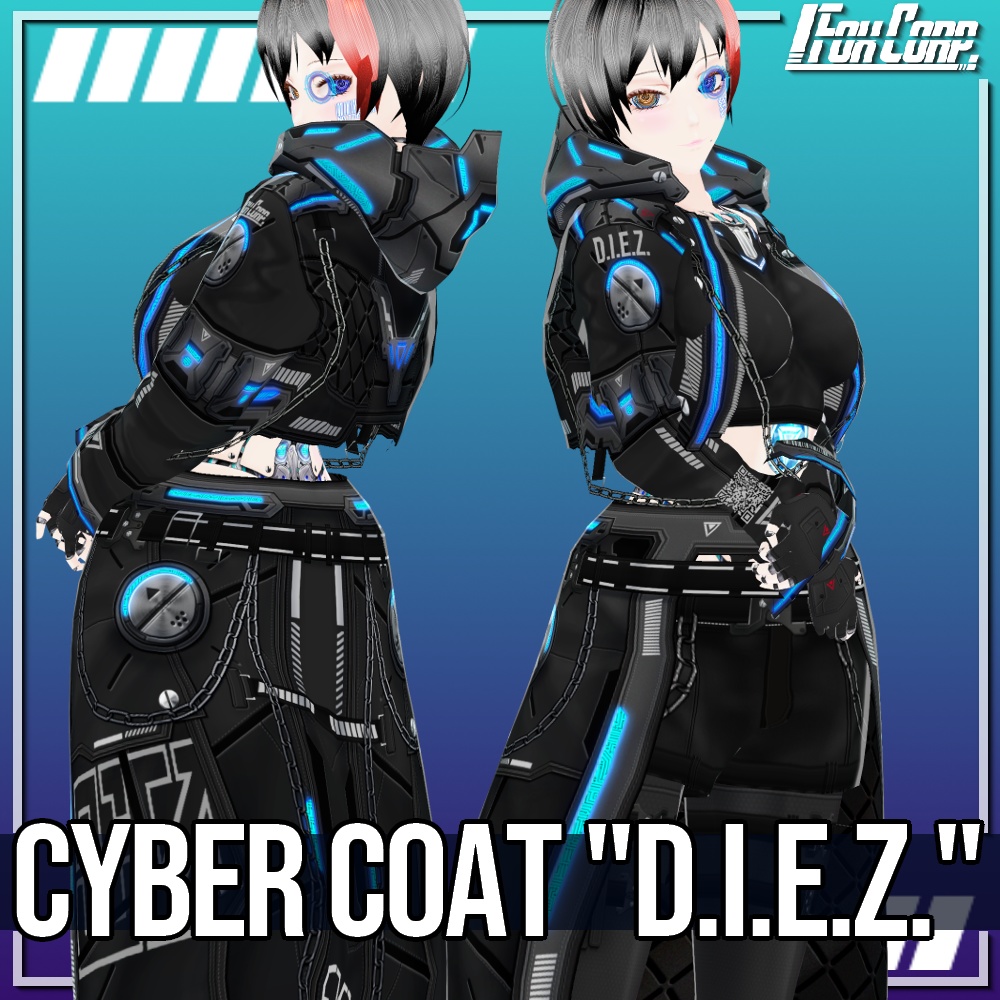 VRoid用 4x2色展開 サイバーコート "D.I.E.Z." - Cyber Coat "D.I.E.Z." 4x2Colors