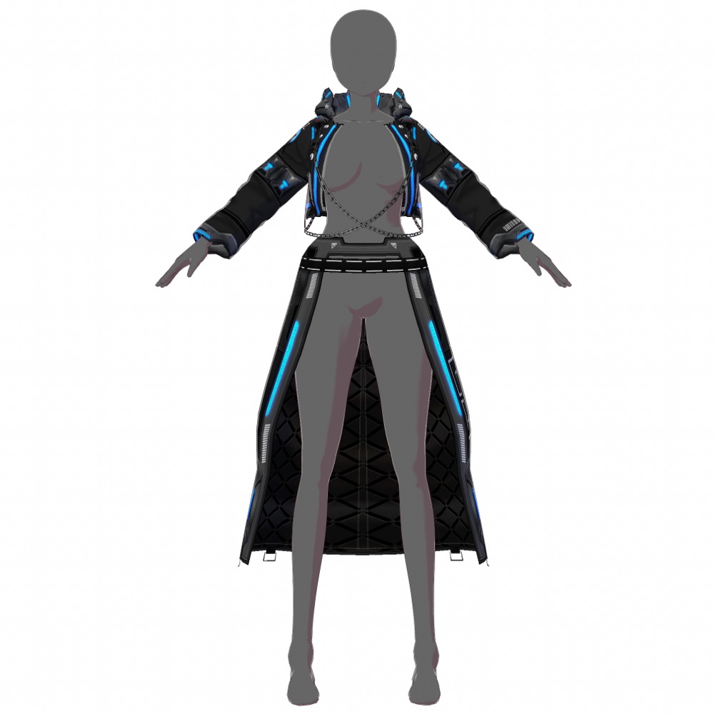 VRoid用 4x2色展開 サイバーコート "D.I.E.Z." - Cyber Coat "D.I.E.Z." 4x2Colors