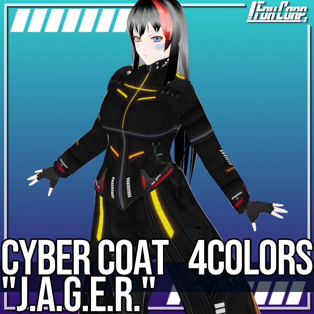 VRoid用 4色展開 サイバーコート "J.A.G.E.R." - Cyber Coat "J.A.G.E.R." 4Colors