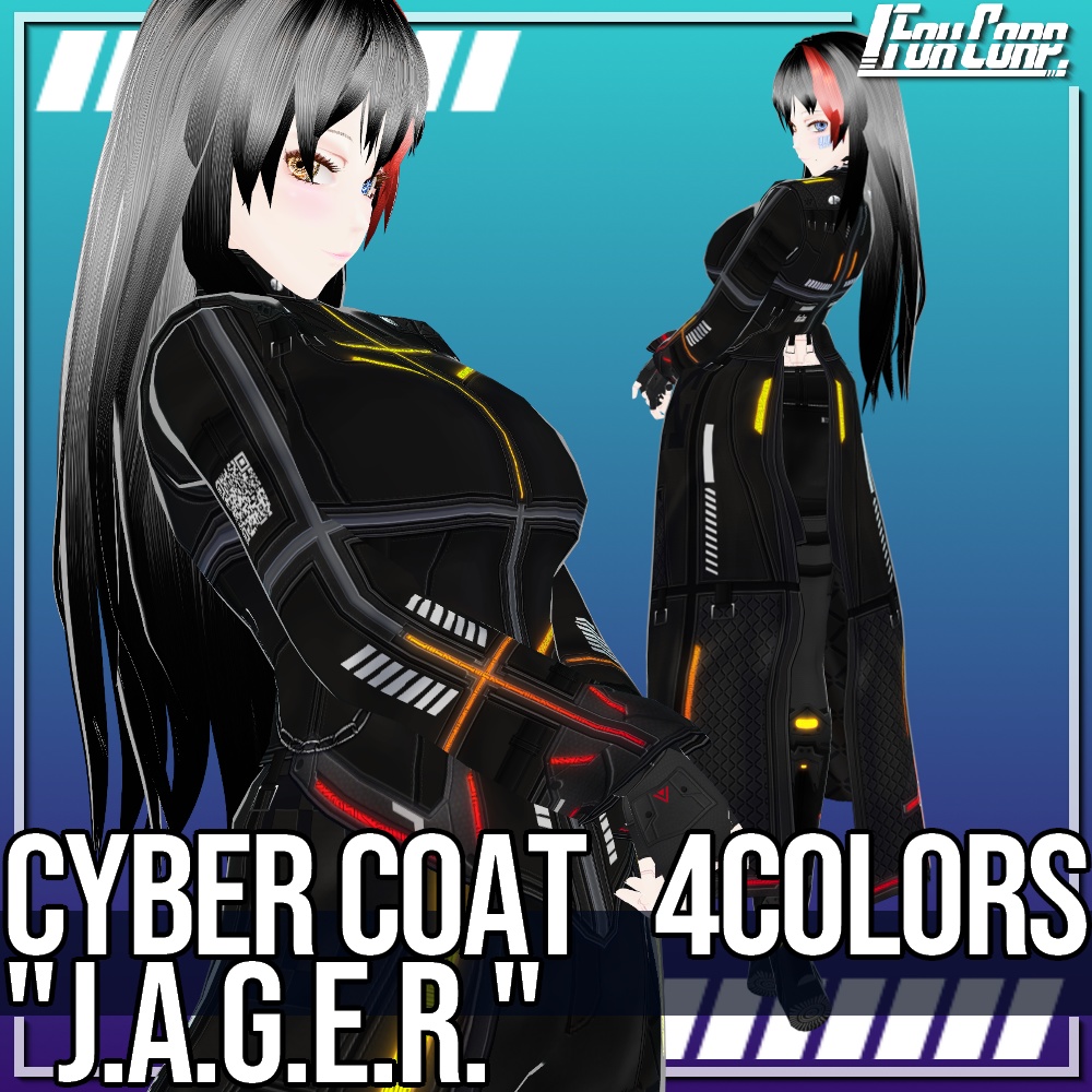 VRoid用 4色展開 サイバーコート "J.A.G.E.R." - Cyber Coat "J.A.G.E.R." 4Colors