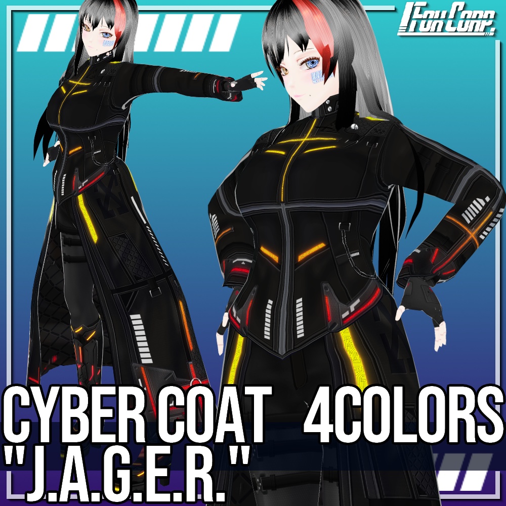 VRoid用 4色展開 サイバーコート "J.A.G.E.R." - Cyber Coat "J.A.G.E.R." 4Colors