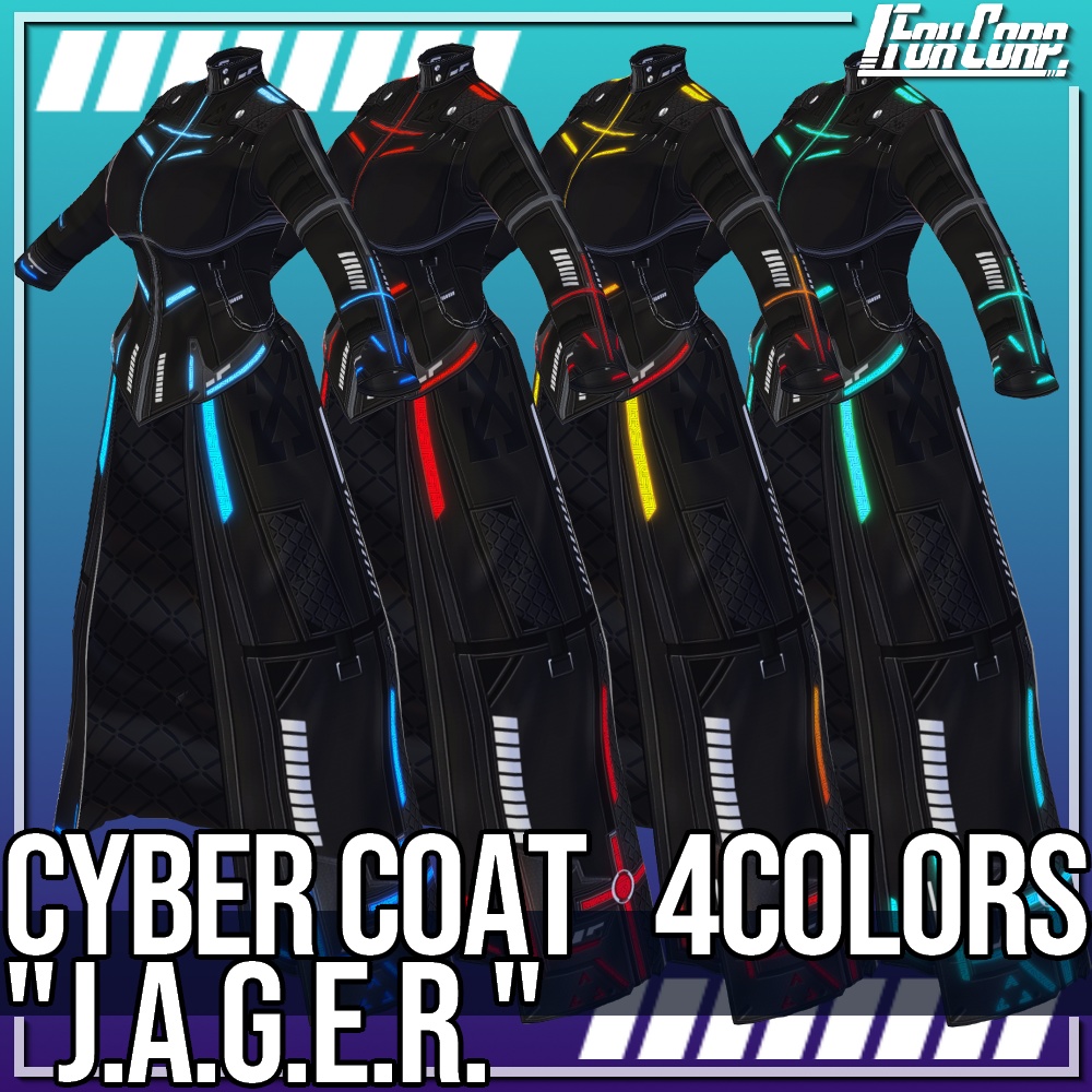 VRoid用 4色展開 サイバーコート "J.A.G.E.R." - Cyber Coat "J.A.G.E.R." 4Colors
