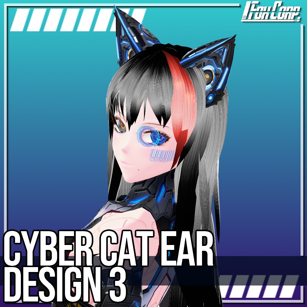 VRoid用 4色展開 サイバー猫耳 デザイン3 - Cyber Cat Ear Design3 4Colors