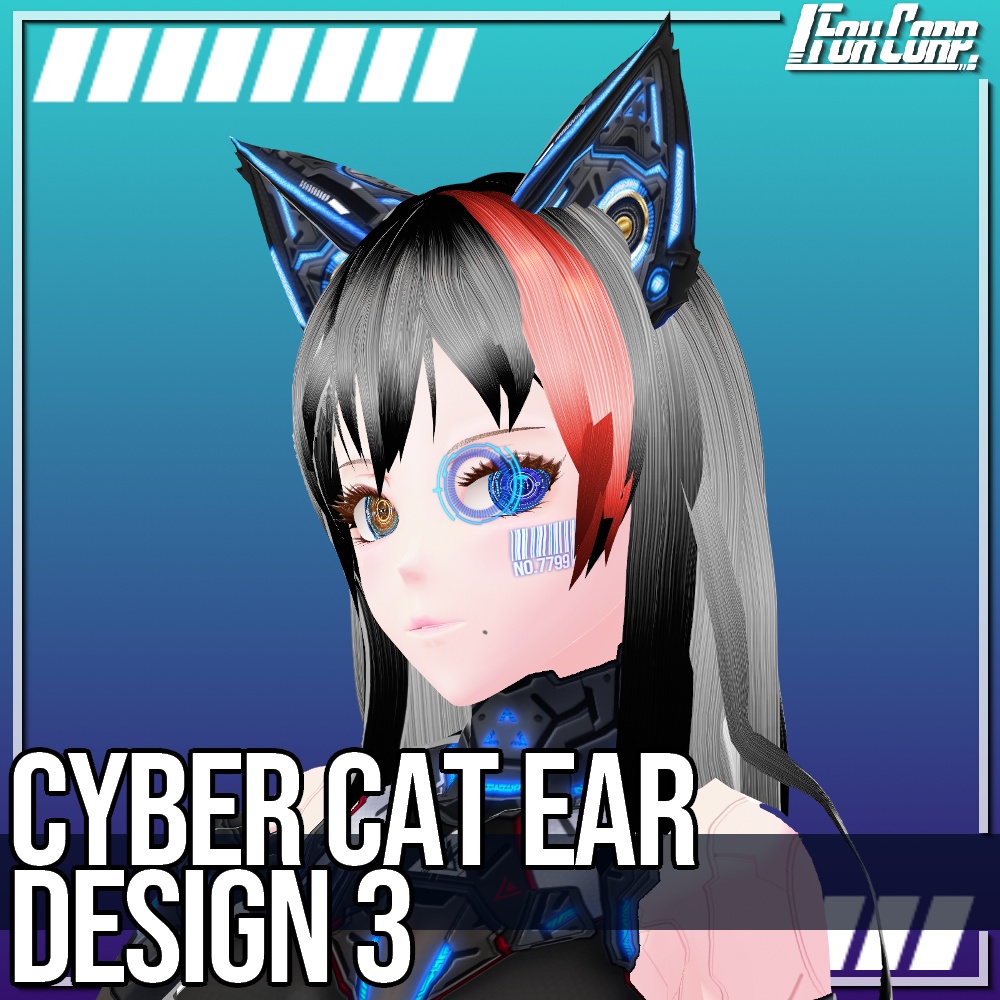 VRoid用 4色展開 サイバー猫耳 デザイン3 - Cyber Cat Ear Design3 4Colors