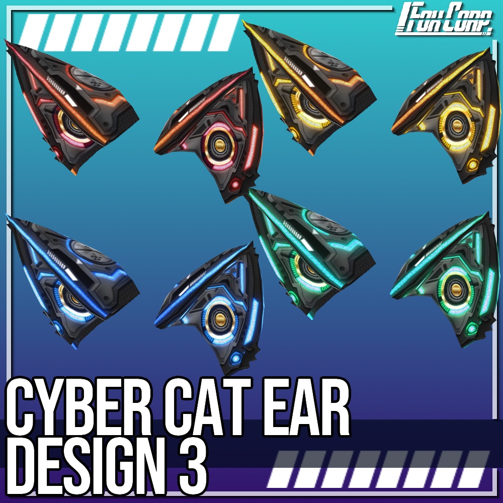 VRoid用 4色展開 サイバー猫耳 デザイン3 - Cyber Cat Ear Design3 4Colors