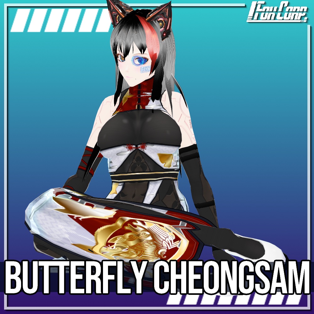 VRoid用 3色展開 蝶柄チャイナドレス - Butterfly Cheongsam 3Colors