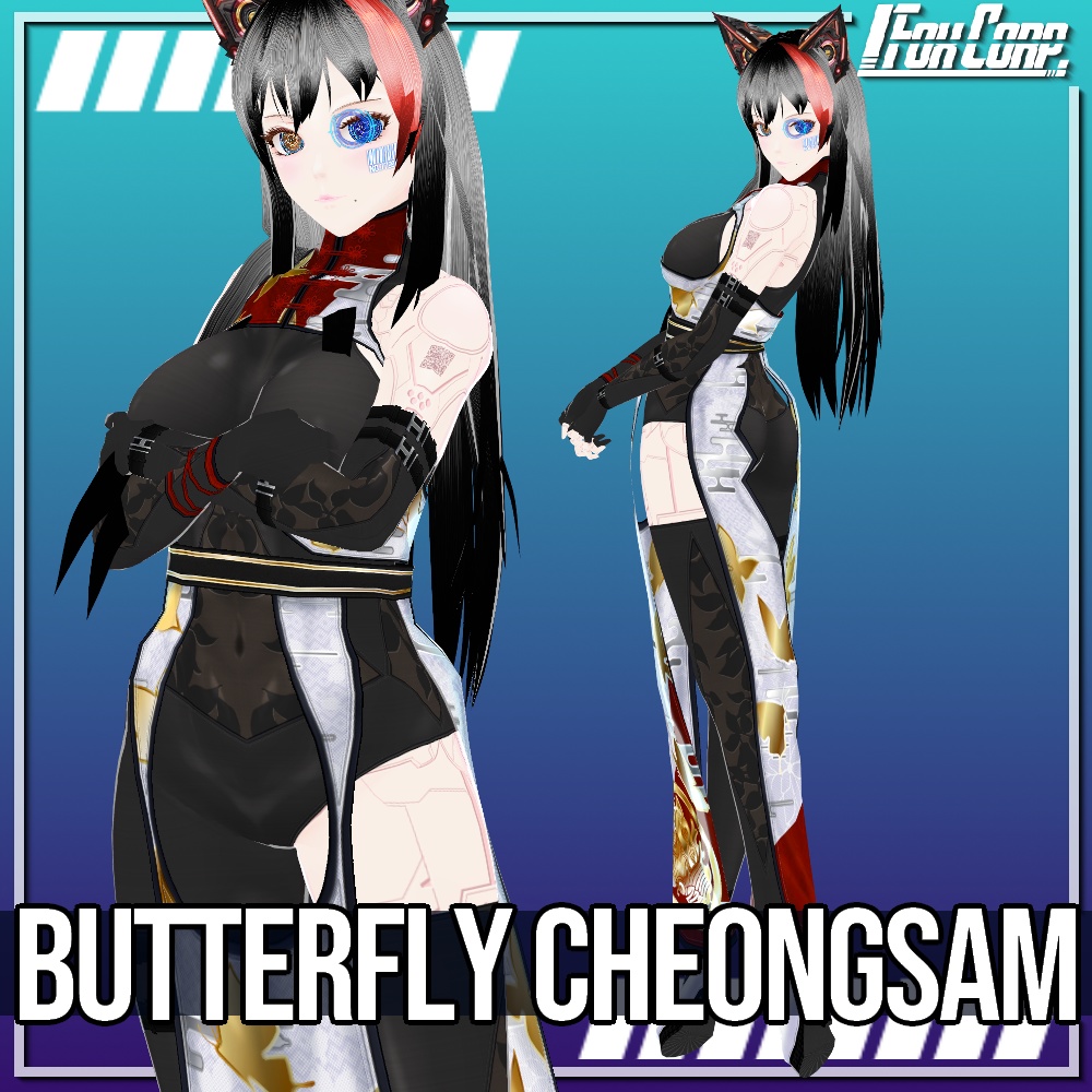 VRoid用 3色展開 蝶柄チャイナドレス - Butterfly Cheongsam 3Colors