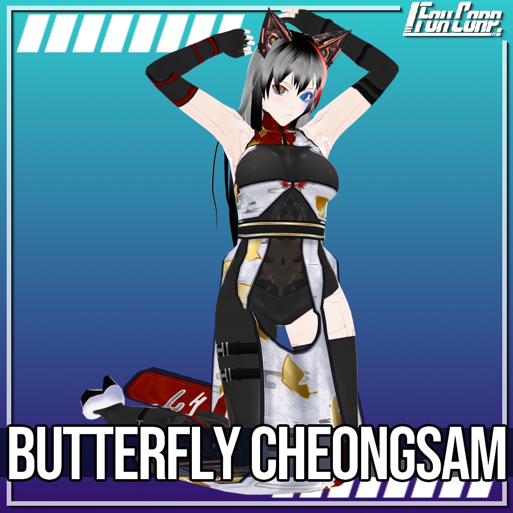 VRoid用 3色展開 蝶柄チャイナドレス - Butterfly Cheongsam 3Colors