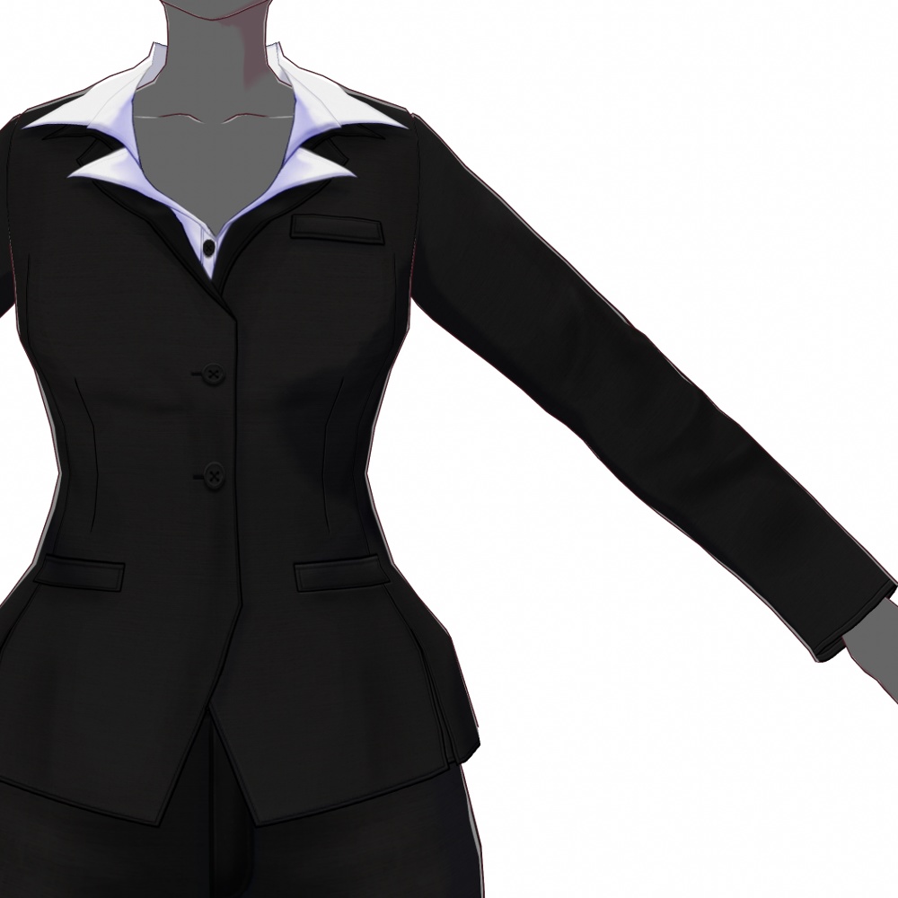 VRoid用 ブラックカラーパンツスーツ - Black Pantsuits