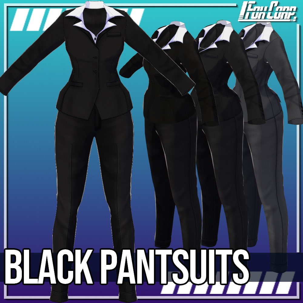 VRoid用 ブラックカラーパンツスーツ - Black Pantsuits