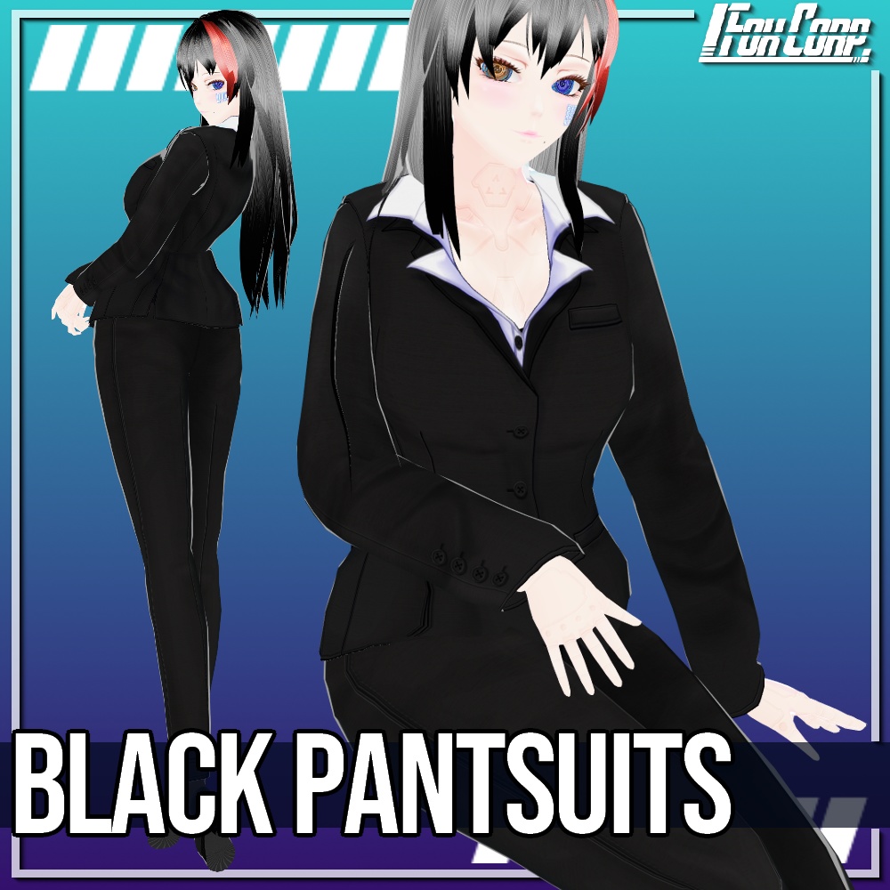 VRoid用 ブラックカラーパンツスーツ - Black Pantsuits