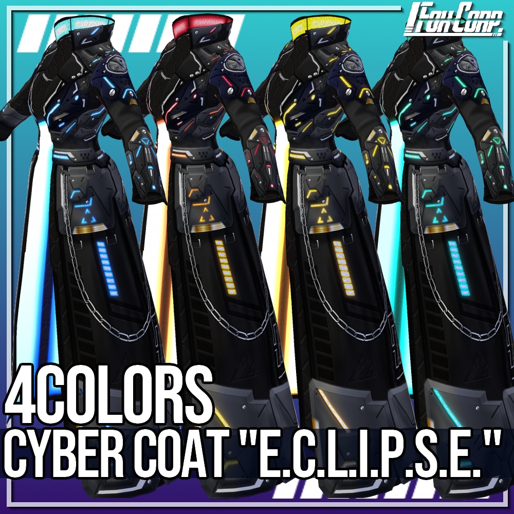VRoid用 4色展開 サイバーコート "E.C.L.I.P.S.E." - Cyber Coat "E.C.L.I.P.S.E." 4Colors