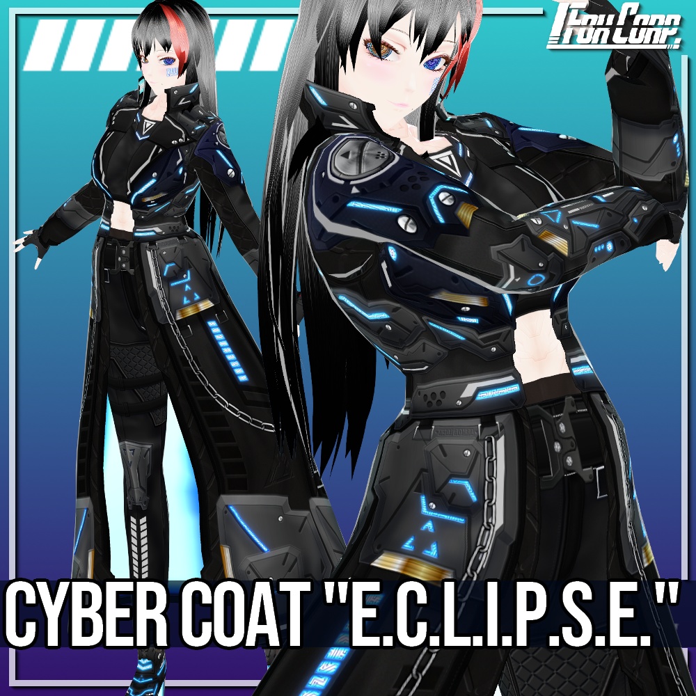 VRoid用 4色展開 サイバーコート "E.C.L.I.P.S.E." - Cyber Coat "E.C.L.I.P.S.E." 4Colors