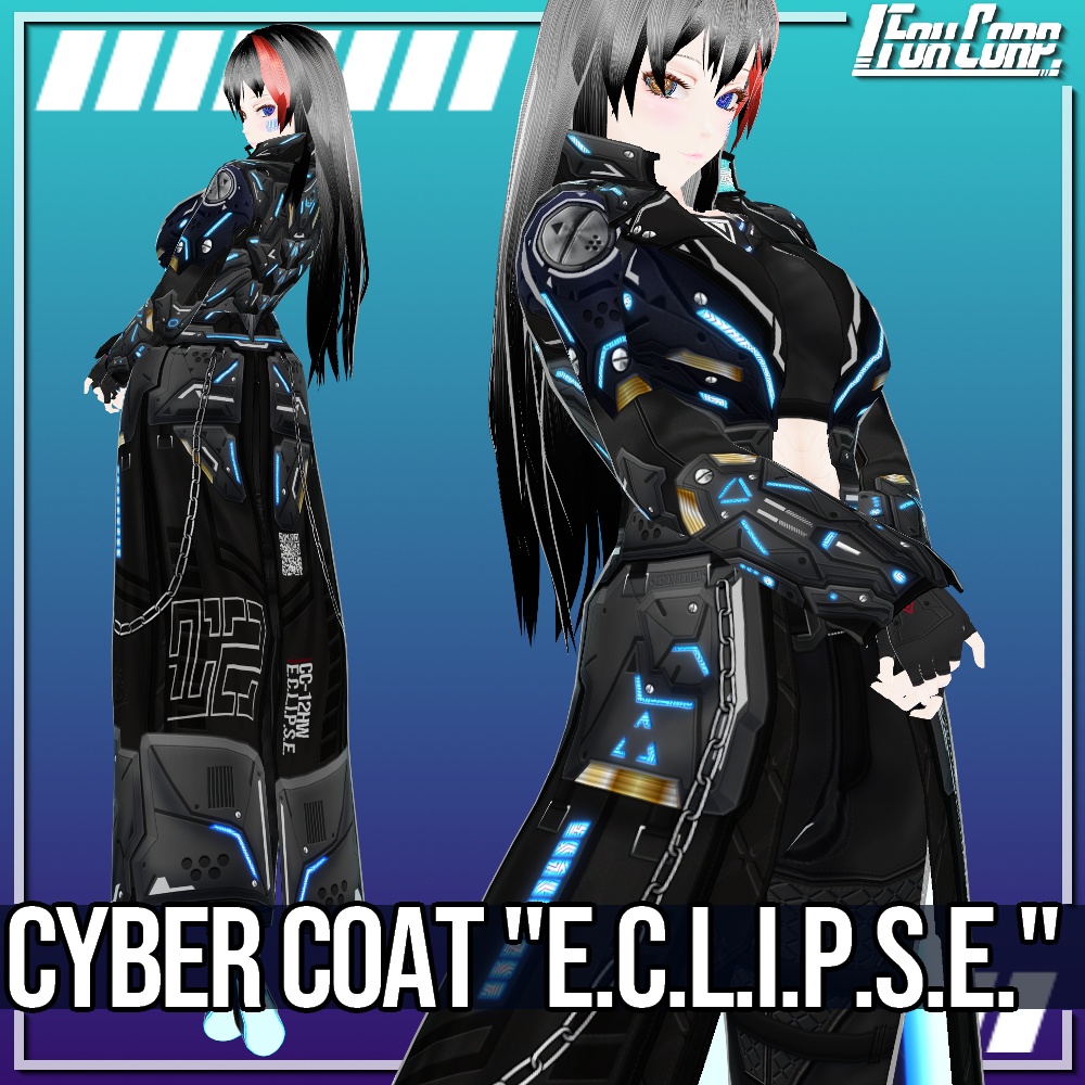 VRoid用 4色展開 サイバーコート "E.C.L.I.P.S.E." - Cyber Coat "E.C.L.I.P.S.E." 4Colors