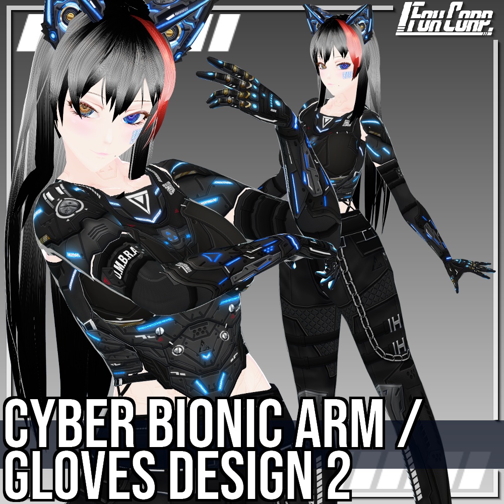 VRoid用 2*4色展開 サイバーアーム / グローブ2 - Cyber Bionic Arm / Gloves Design2