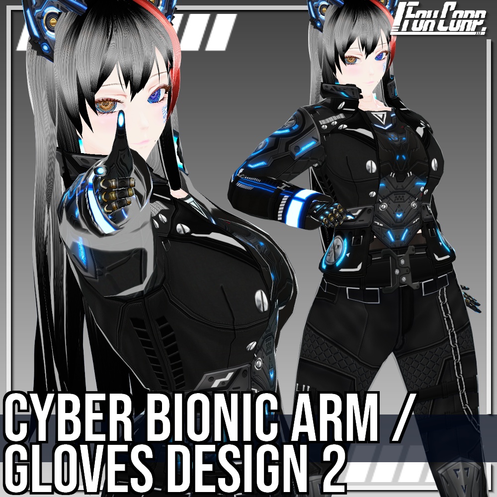 VRoid用 2*4色展開 サイバーアーム / グローブ2 - Cyber Bionic Arm / Gloves Design2