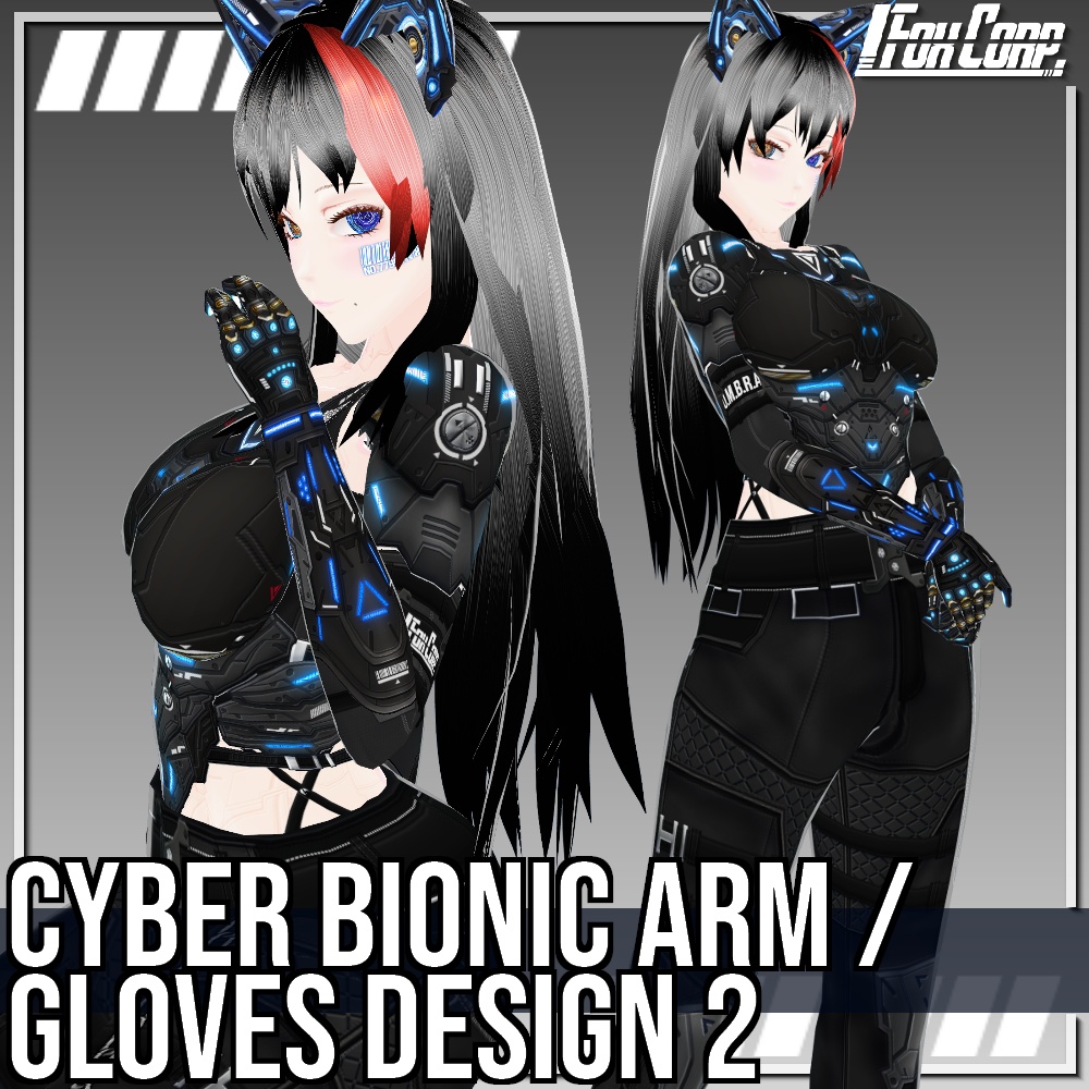 VRoid用 2*4色展開 サイバーアーム / グローブ2 - Cyber Bionic Arm / Gloves Design2