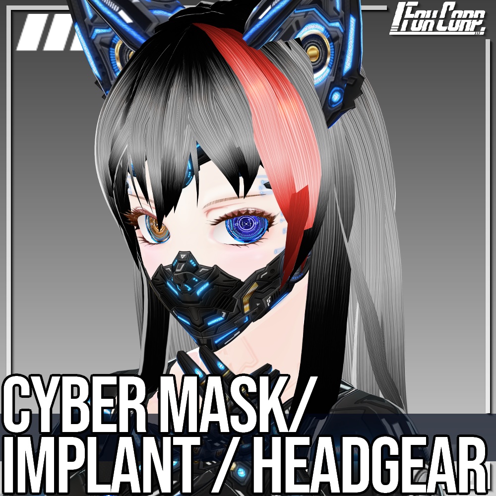 VRoid用 4色展開 サイバーマスク/インプラント/ヘッドギア - Cyber Mask / Implant / Headgear 4Colors