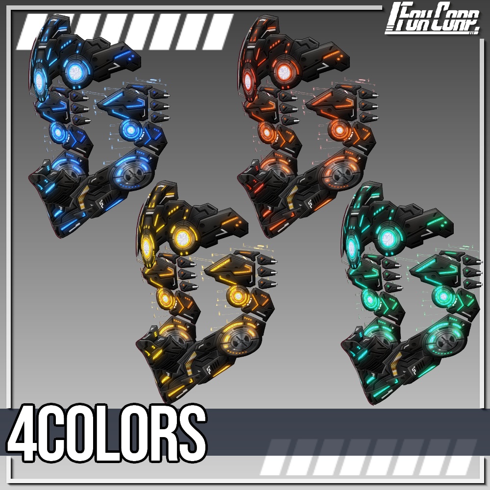 VRoid用 4色展開 サイバーマスク/インプラント/ヘッドギア - Cyber Mask / Implant / Headgear 4Colors