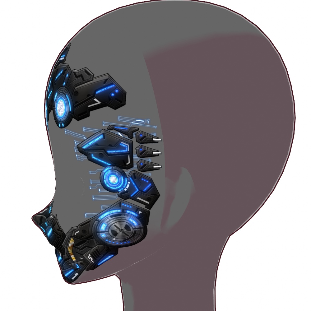 VRoid用 4色展開 サイバーマスク/インプラント/ヘッドギア - Cyber Mask / Implant / Headgear 4Colors