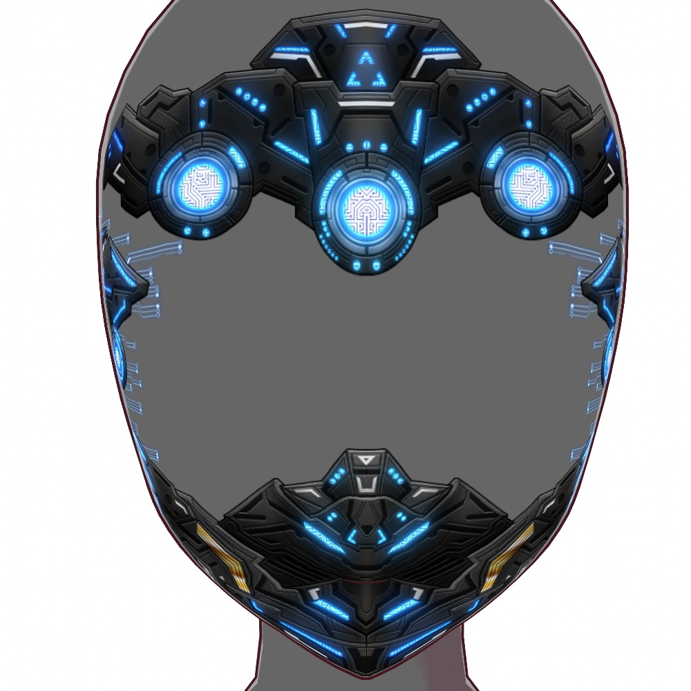 VRoid用 4色展開 サイバーマスク/インプラント/ヘッドギア - Cyber Mask / Implant / Headgear 4Colors