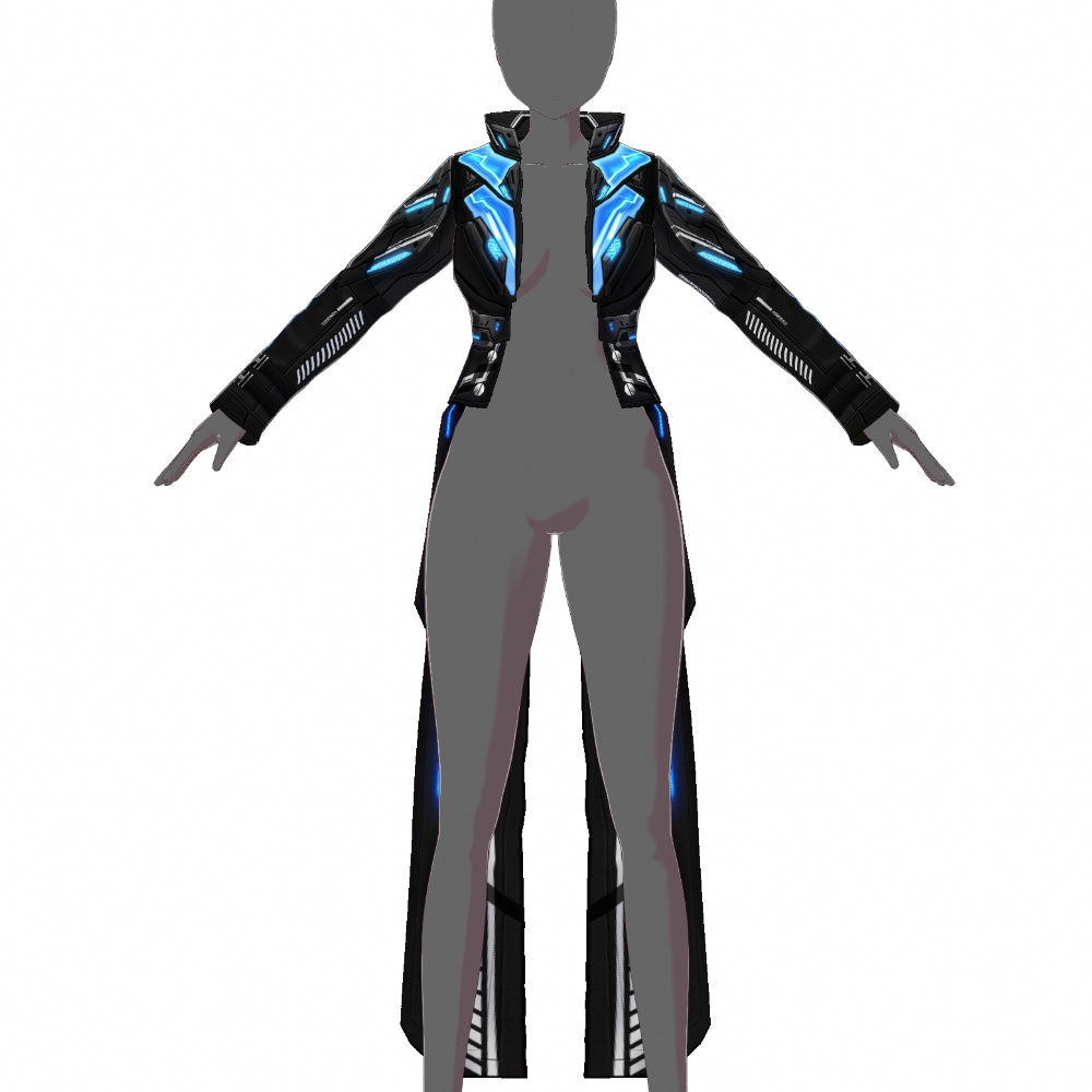 VRoid用 4色展開 サイバーコート "A.S.H." - Cyber Coat "A.S.H."