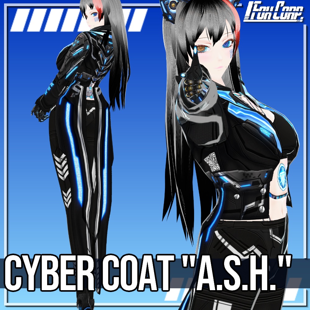 VRoid用 4色展開 サイバーコート "A.S.H." - Cyber Coat "A.S.H."