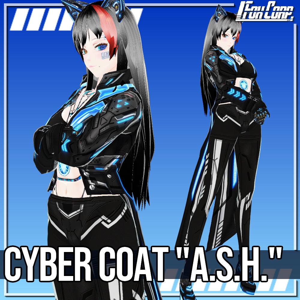 VRoid用 4色展開 サイバーコート "A.S.H." - Cyber Coat "A.S.H."