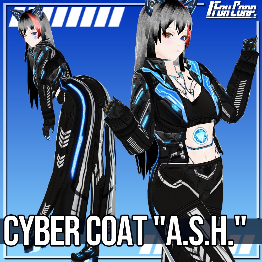 VRoid用 4色展開 サイバーコート "A.S.H." - Cyber Coat "A.S.H."