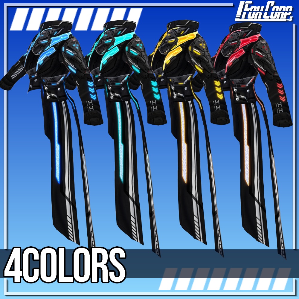 VRoid用 4色展開 サイバーコート "A.S.H." - Cyber Coat "A.S.H."